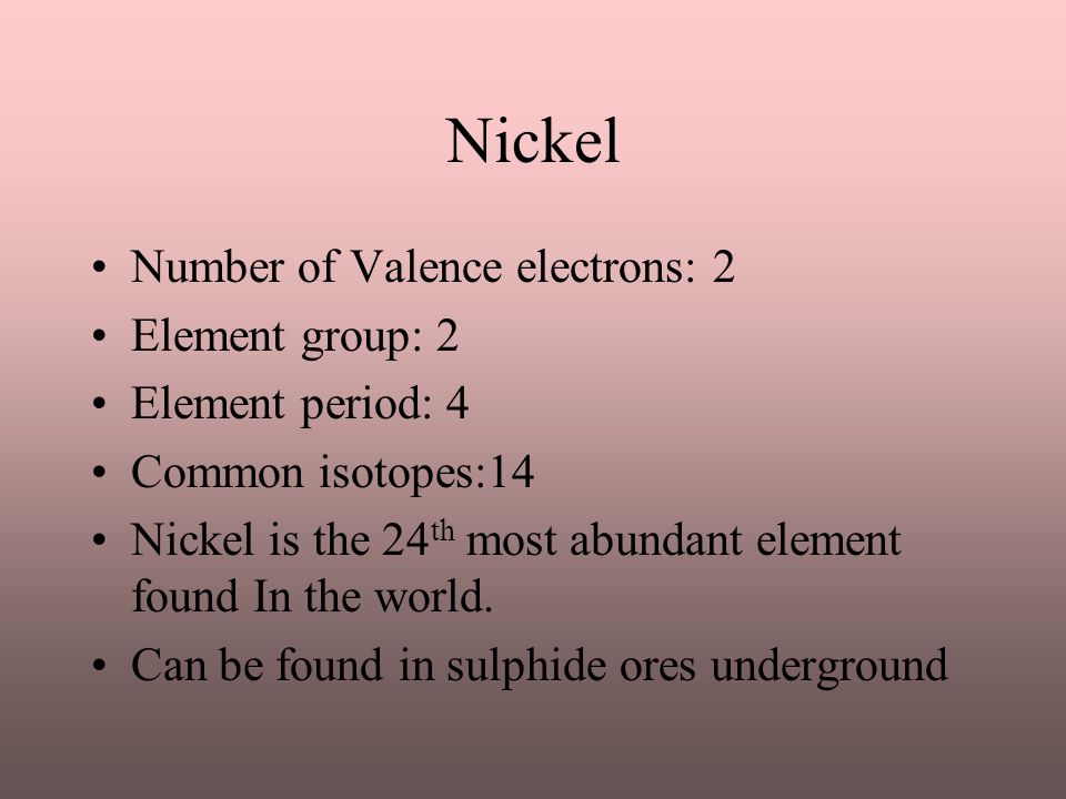 Nickel Number of Valence Electrons