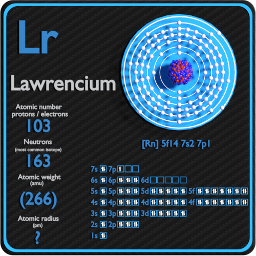 Lawrencium valence electrons